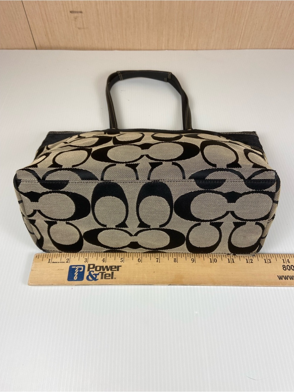Coach 13705 Signature Gallery Tote Khaki Black Tattersall Plaid Shoulder Bag - Picture 4 of 15